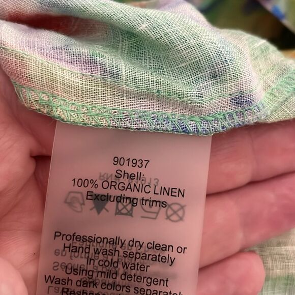 Hope for Flowers by Tracy Reese Organic Linen Watercolor Tiered Mini Dress Sz S - Picture 10 of 10